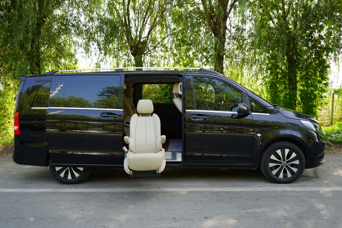 A rotating convertible car seat of the type reviewed, installed in a vehicle