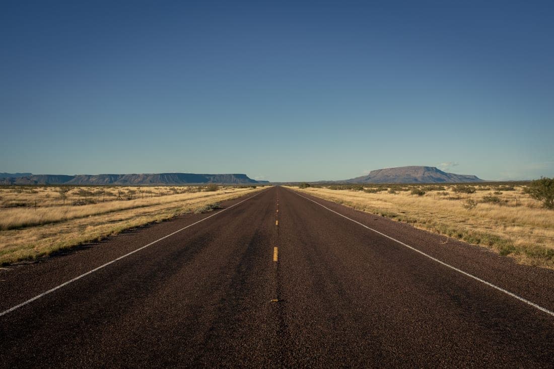 An open highway road in Texas