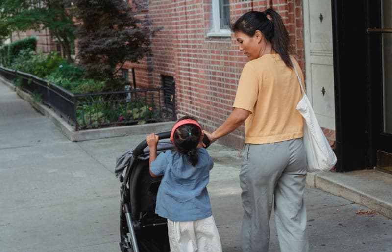 A bag hanging from a stroller handle — category photo, not this specific model